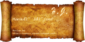 Hankó József névjegykártya