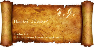 Hankó József névjegykártya